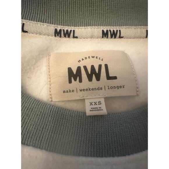 XS Madewell NC672 MWL Betterfleece Colorblock Crewneck Sweatshirt Antique Cream - Picture 6 of 6